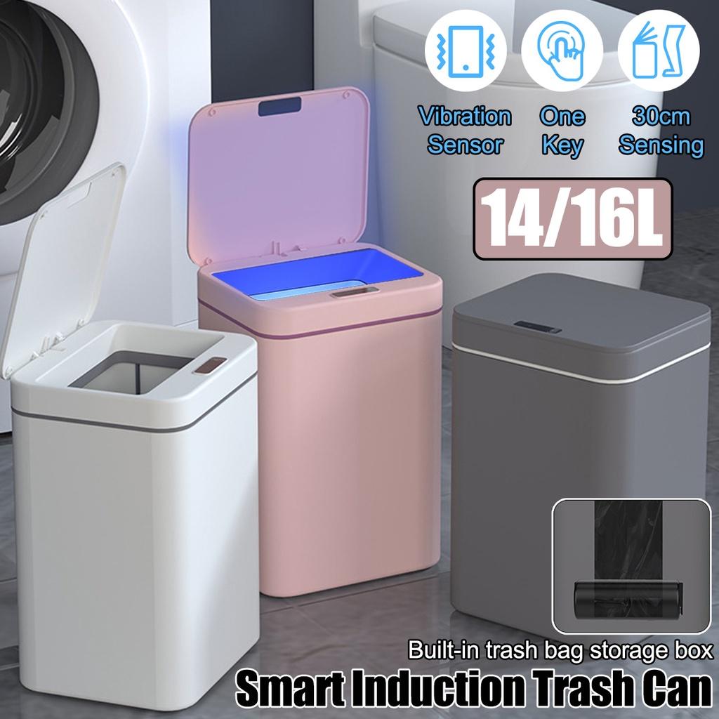 14L/16L Smart Induction Trash Can with LED Light Automatic Dustbin Bin for Kitchen Sensor Intelligent Electric Garbage Storage Bucket