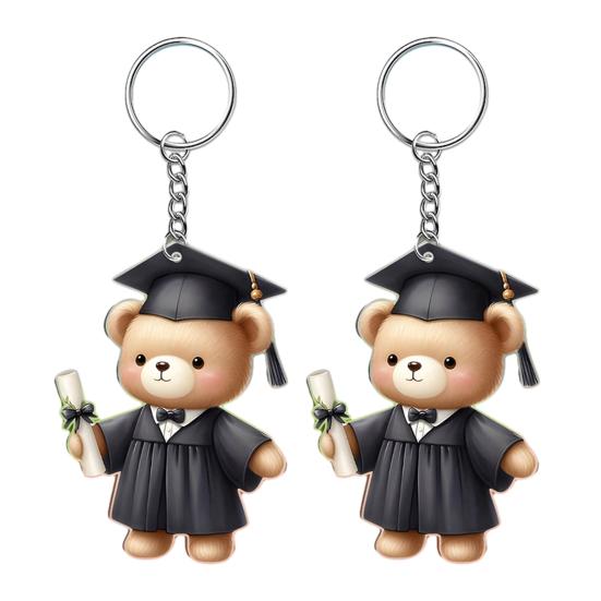Graduation Bear Keychain Pendant, 2D Acrylic Car Key Pendant, Commemorative Graduation Keepsake Gift