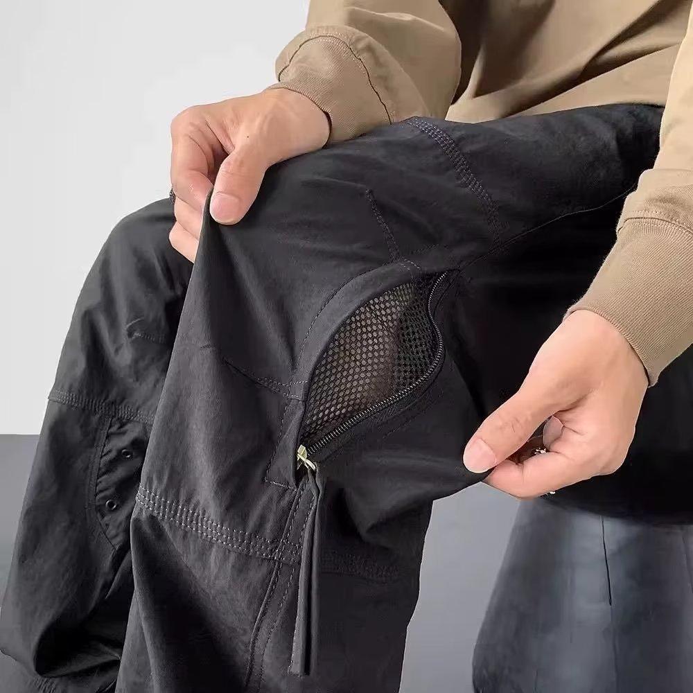 Men's Plus Size Breathable Large Pocket Work Casual Pants Loose Straight Casual Pants Camping Hiking Pants