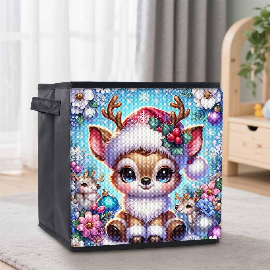 The Deer In The Snow 5D Diamond Painting Storage Basket Full Round Drill Mosaic Diamond Embroidery Cross Stitch Kits Home Decor Home Decor