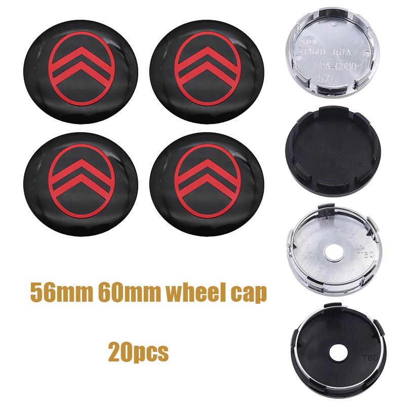 20pcs 56mm 60mm Citroen 3D logo Car wheel emblem Wheel Center Hub Cap auto Rim refit dust-proof badge covers styling accessories
