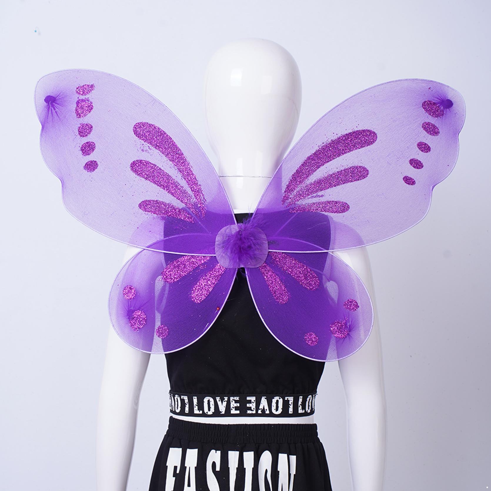 

Сверкающие прозрачные крылья феи ангела для девочек, карнавальный костюм для детей, фотографий, маскарада, Хэллоуина, Рождественской вечеринки фиолетовый