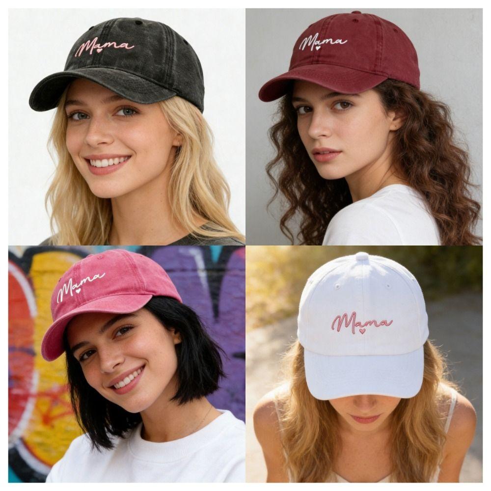 Adjustable Mama Heart Caps Washed Cotton Baseball Cap Fashion Sport Visors Cap Gifts