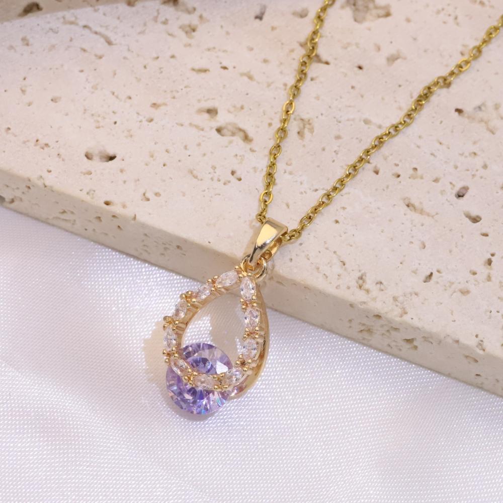 Fashion Drop Shape Pendant Necklaces for Women Zirconia Necklace Wedding Party Jewelry Accessories