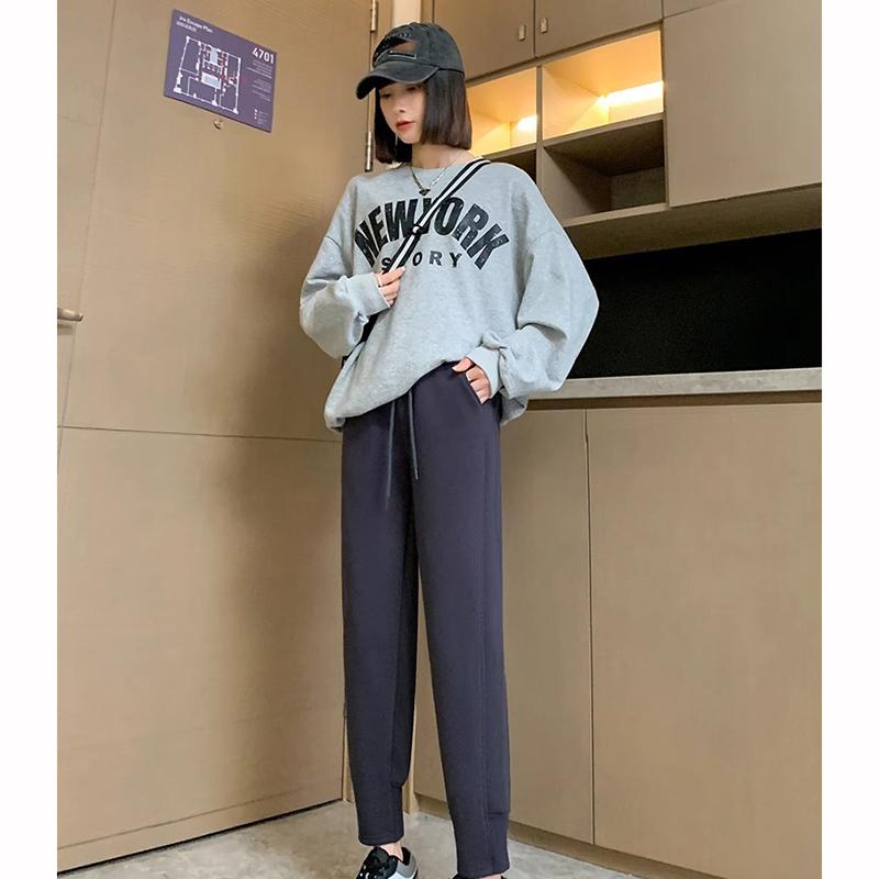 Pantaloni de damă căptușiți cu fleece, toamnă-iarnă, croială largă, îngroșați, casual, îmbrăcăminte exterioară caldă