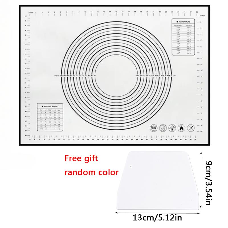 

Silicone Baking Mat Kneading Pad Dough Mat Pizza Cake Dough Maker Kitchen Cooking Grill Non-Stick Tool Bakeware Pastry Scraper 29x26cm чёрный