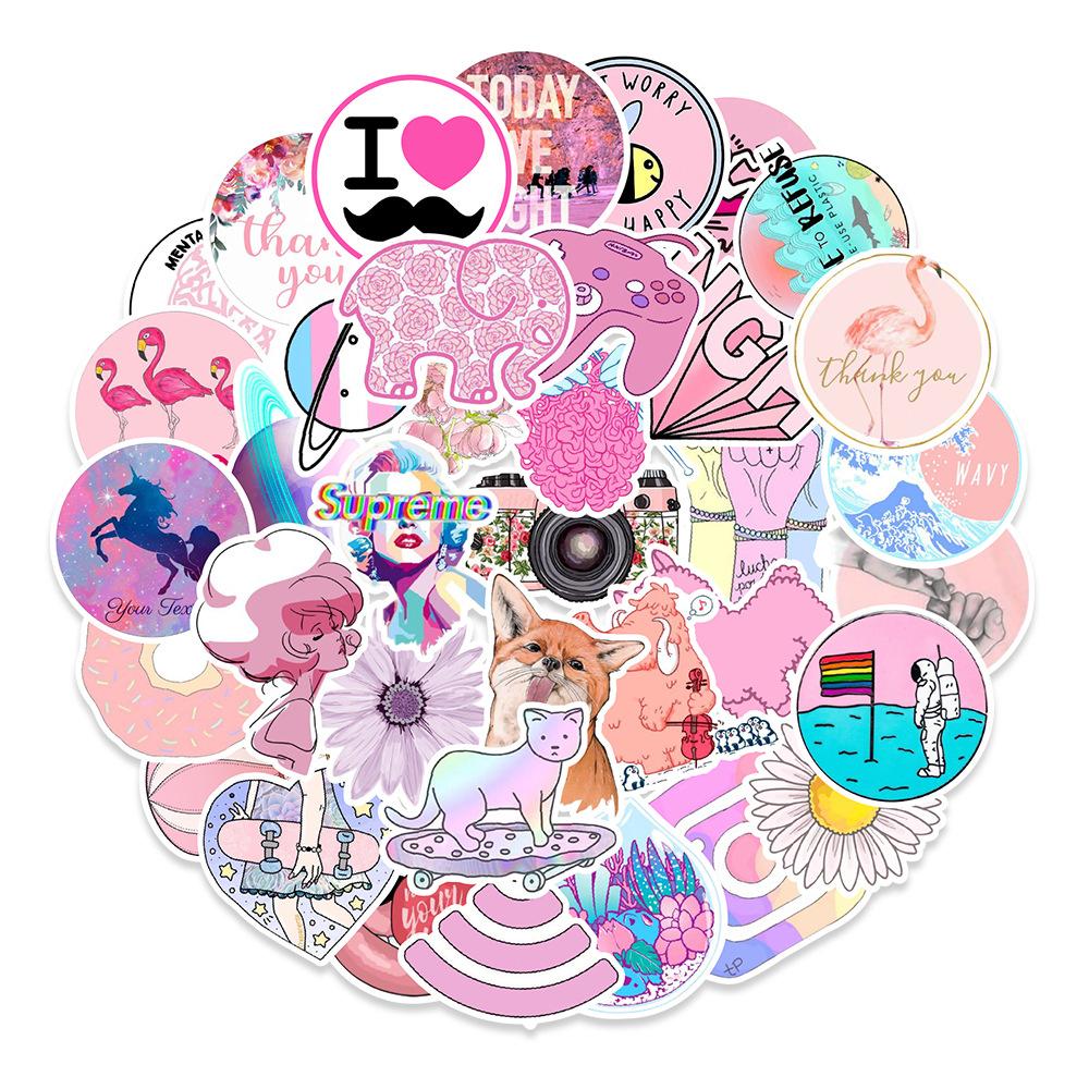 103 pink girl heart graffiti stickers children cartoon pattern room decoration stickers PVC self-adhesive