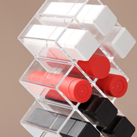 Organizador de Batom Empilhável com 16 ou 28 Compartimentos Suporte para Batom Torre de Acrílico Transparente Suporte para Armazenamento de Gloss para Bancada Cômoda