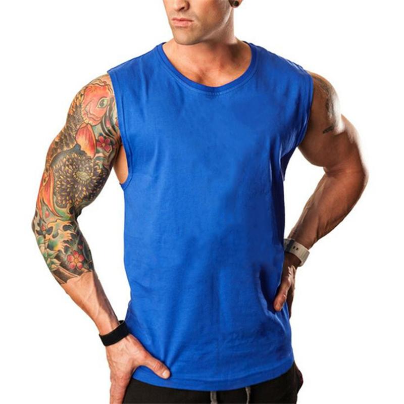 Muscleguys New Casual Sports T-shirt Elastic Sleeveless Short Sleeve Men's Fitness Sweat-absorbing Vest