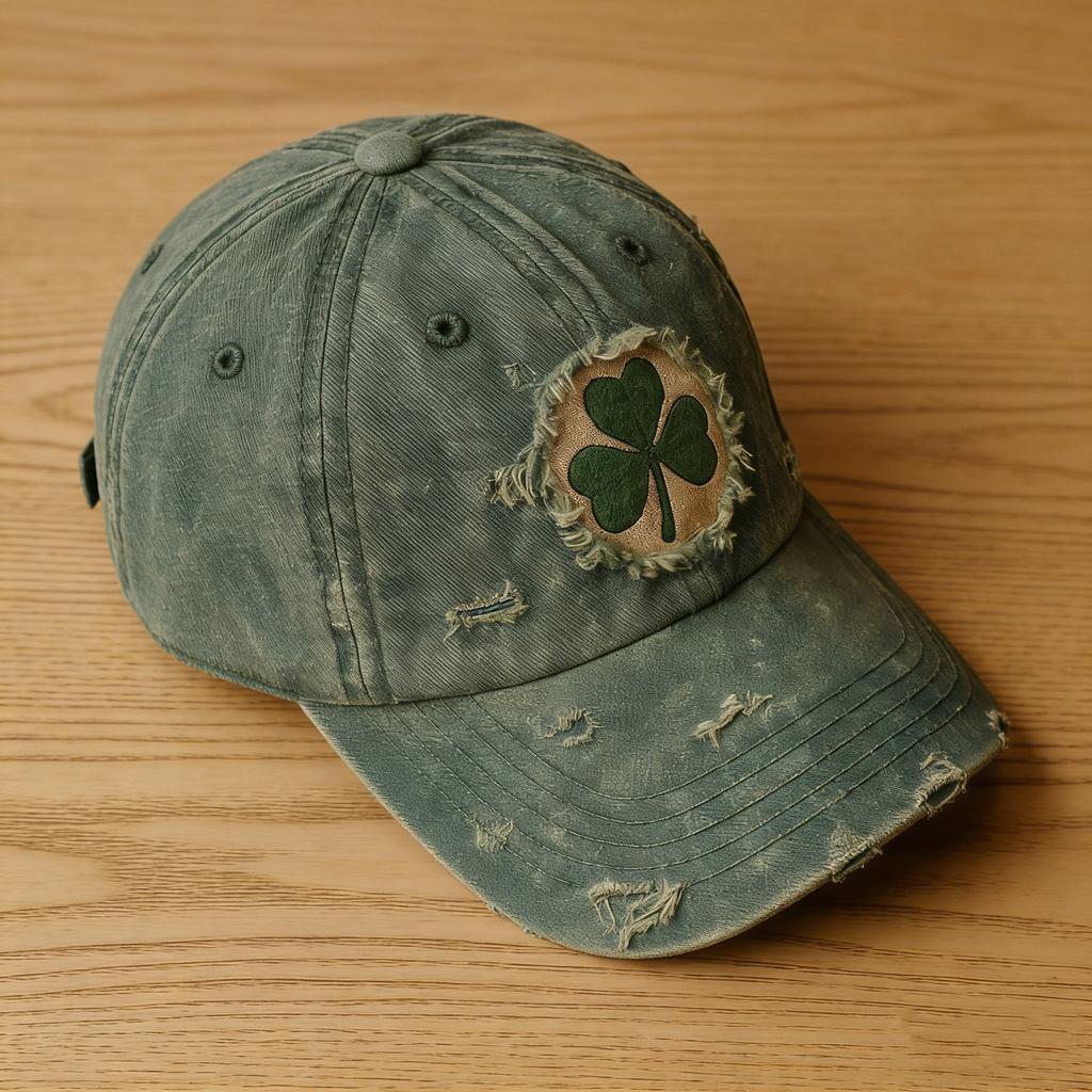 Distressed Washed Cotton Baseball Cap With Embroidered Patch - Retro Casual Hat For All Seasons