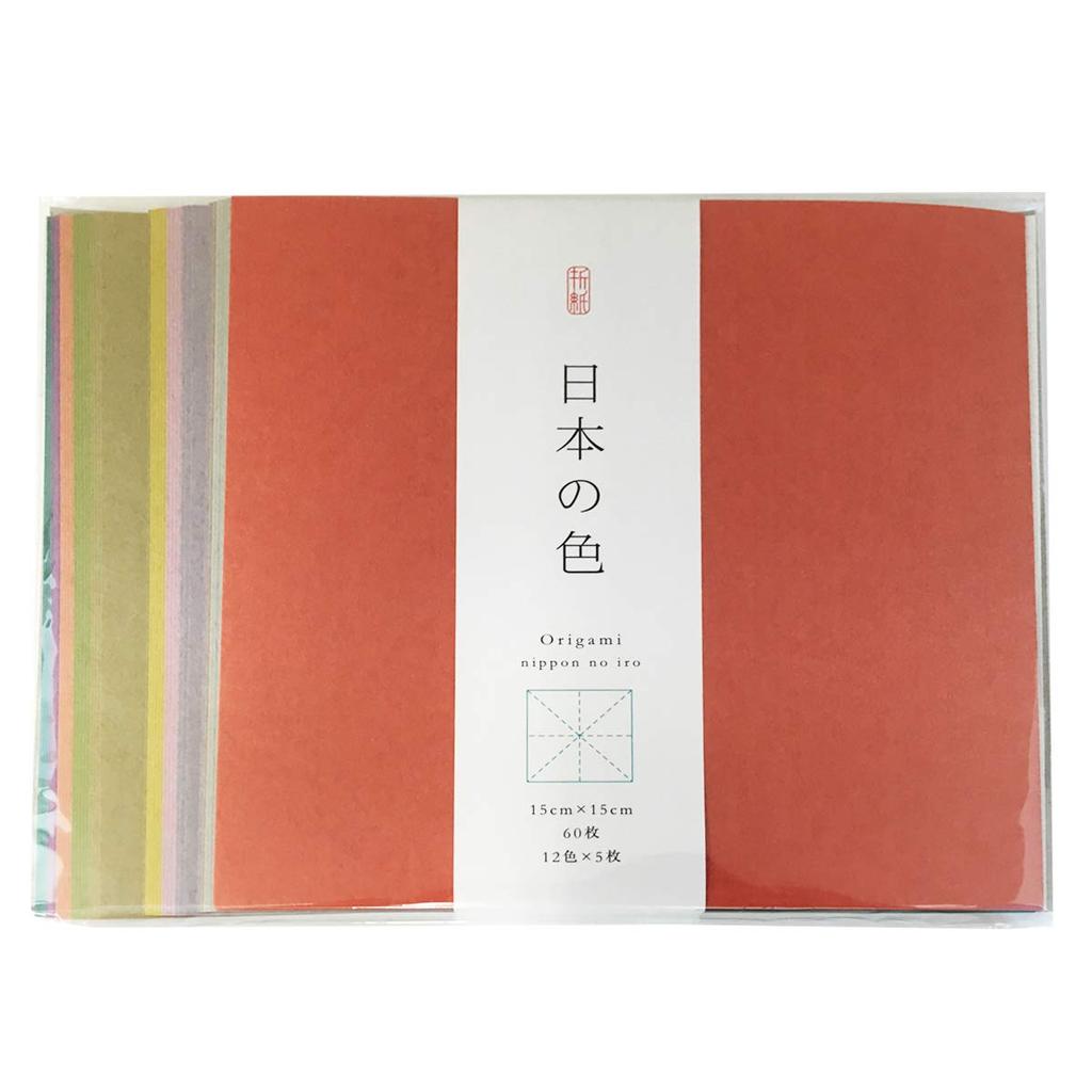 Shogado Washi Origami Paper, Japanese Colors 12 Shades, 15cm Square, 60 Sheets