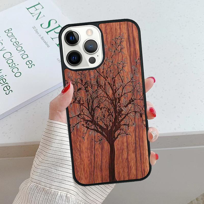 Natural Bamboo Wood Phone Case For iPhone 17 Air 15 16 16e 14 13 Pro Max Coque 12 11 Pro Max PLUS Mobile Fundas Cover
