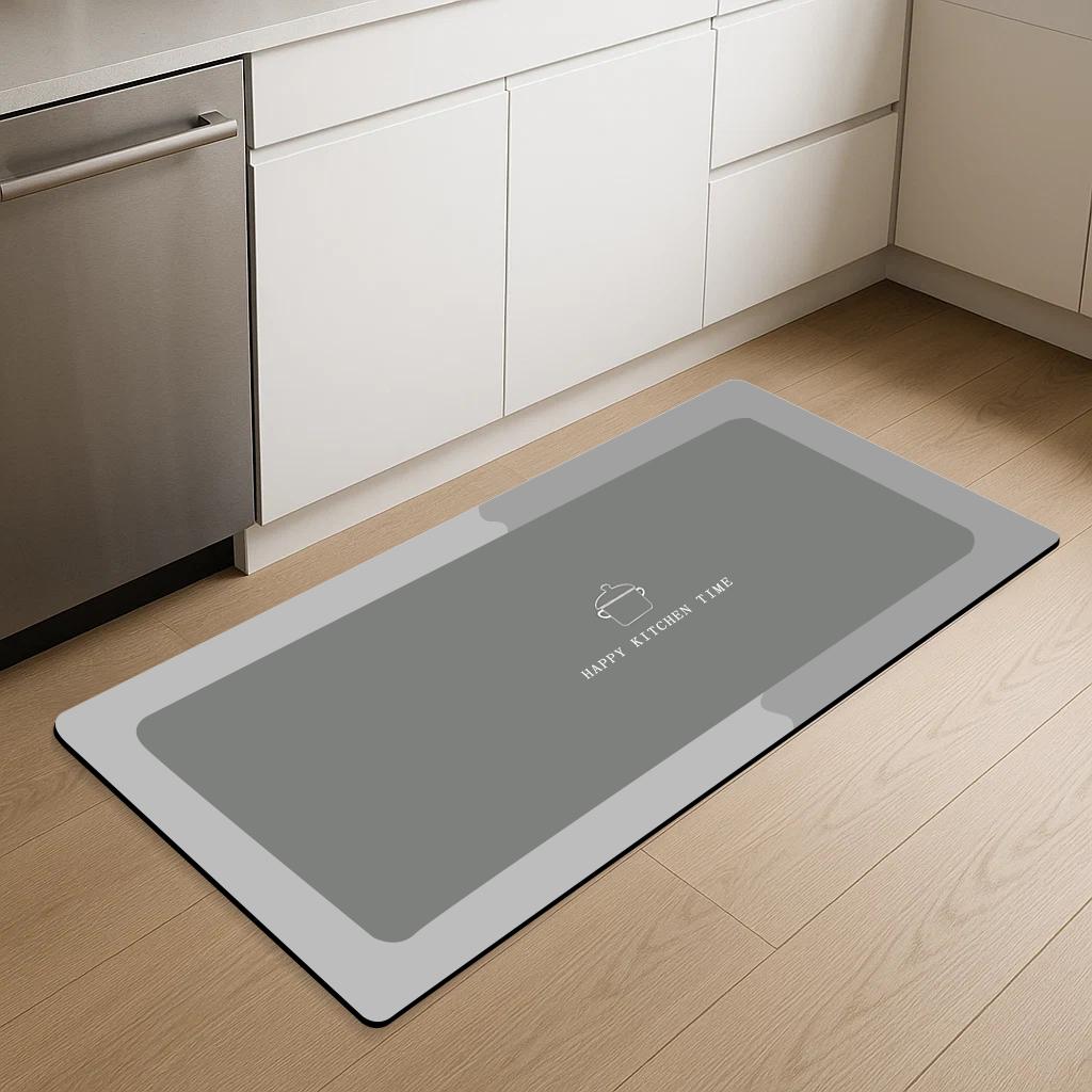 

Diatomite Bath Mat,Non-Slip Anti Mould Bathroom,Diatom Mud Absorbent Mat, rectangle Bedroom & Kitchen Rug, thickened doormat. 40x60cm сірий