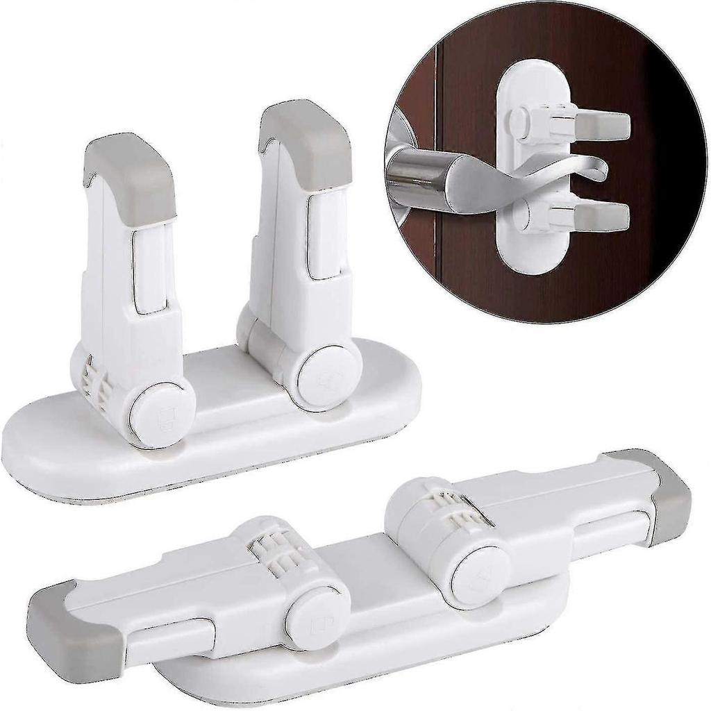 Trava de Segurança para Bebês Batente de Porta (atualizado), Pacote com 2 Travas de Segurança para Crianças com Adesivo 3M, Travas de Segurança Anti-travamento para Crianças Branco + Cinza