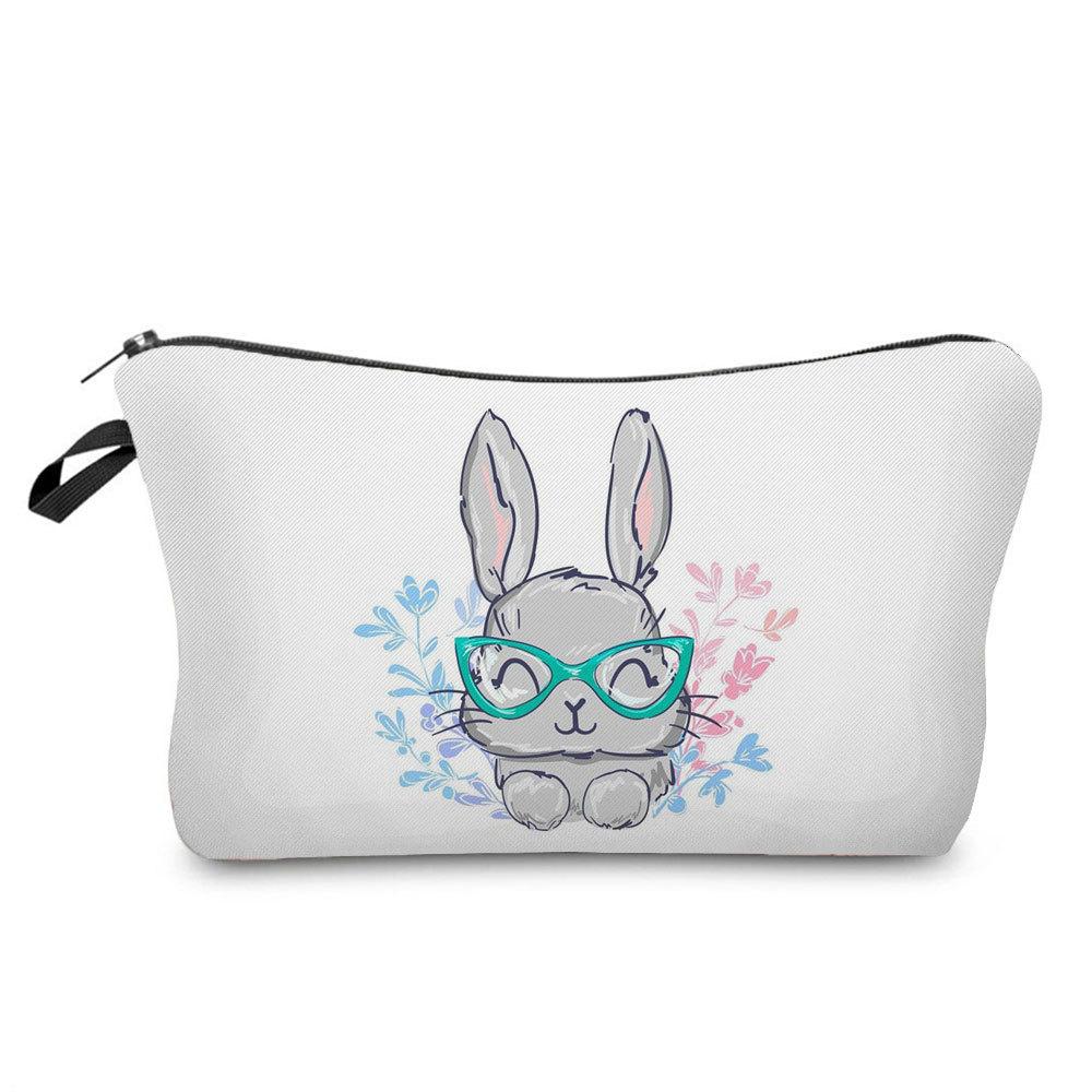 Women Rabbit Print Cosmetic Bag Toiletries Organize Travel Storage Case  6412 KTB