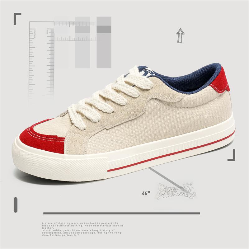 

Весенняя мужская парусиновая обувь Корейская версия трендовых кед дышащая контрастного цвета универсальная студенческая обувь мужская повседневная модная обувь 7968 39 бежевый
