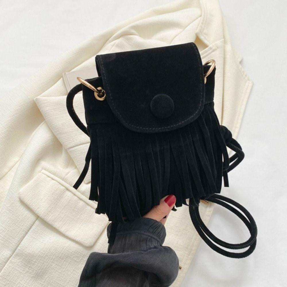 Nylon Bohemian Fringed Crossbody Bag Square Bag Tassel Shoulder Bag Bohemian Shoulder Bag  Daily