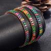 Brățară Tennis cu Zircon Colorat European-American: Design Feminin Reglabil cu Cristale Full-Diamond