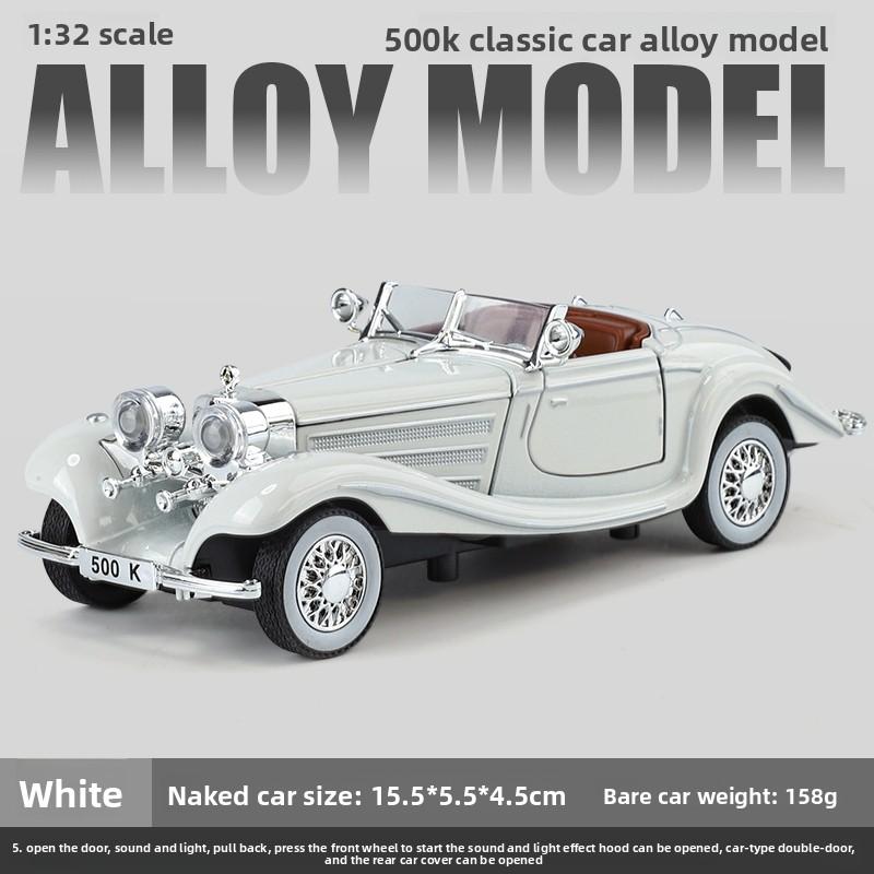 1:32 500K Alloy Classic Vintage Car Silver Plating High Simulation Diecast Metal Model Car Children's Toys Collection Gifts