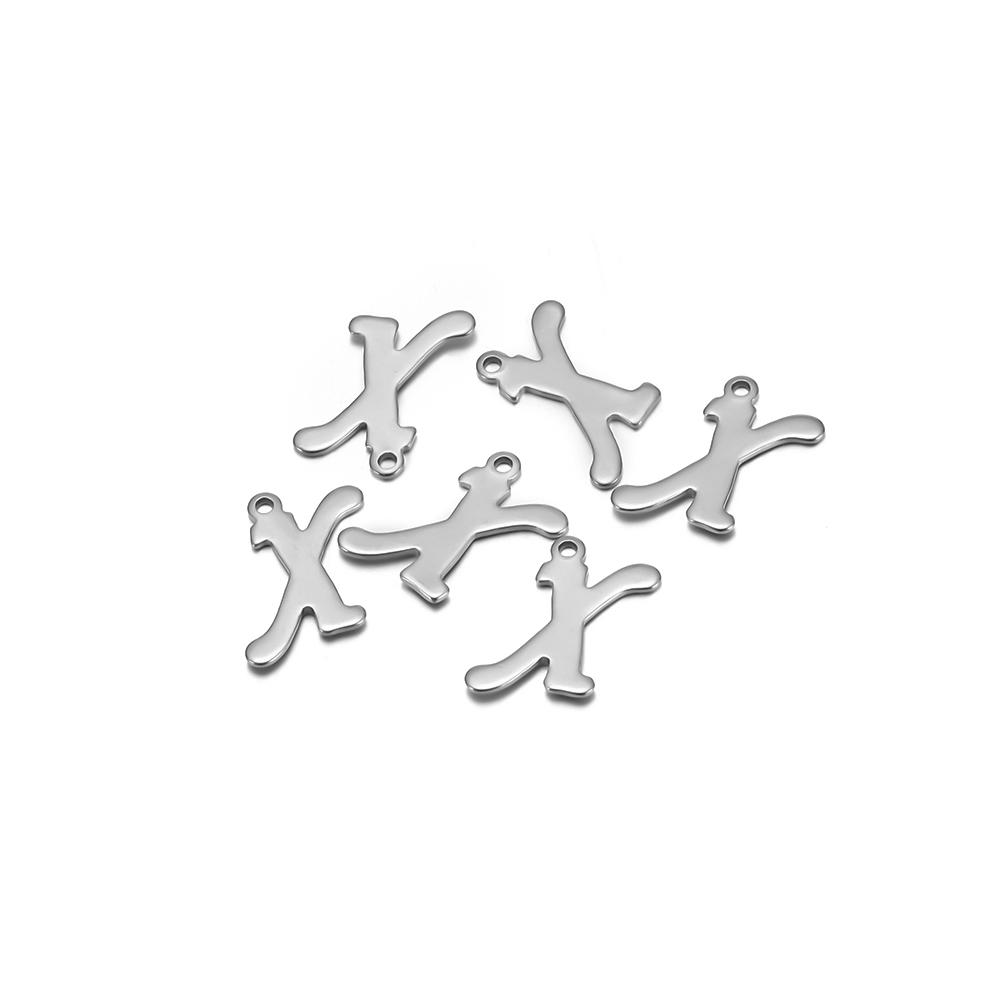 50pcs Stainless Steel Cursive Font 26 Letter Pendant Alphabet Charms Necklace Pendant DIY Jewelry Bracelet Making Earrings Craft