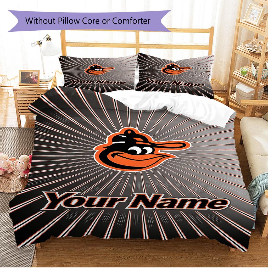 Name Custom Baltimore Orioles Pattern Bedding Set Quilt Cover Pillowcase Home Decor Gift (1 * duvet cover + 2 * pillowcase, without core)
