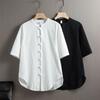 Chinese Style Cotton and Linen Short-sleeved Shirt Men's Summer Retro Stand-up Collar Buckle Half-sleeved Shirt Loose Casual Shirt
