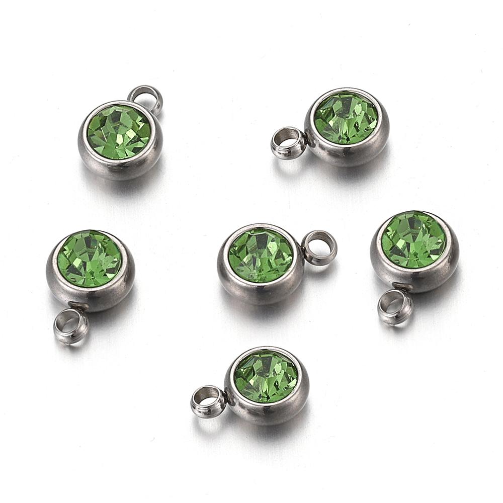 10pcs 7mm 20pcs 6mm Stainless Steel Rhinestone Beads Mixed Crystal Charms Pendant for Necklace Bracelet DIY Jewelry Making Charm
