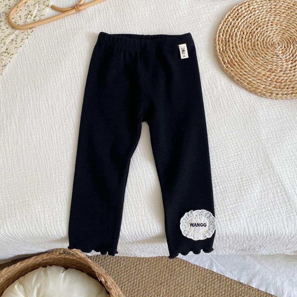 2025 New Autumn Style Toddler Girls' Solid Color Foot-Patched Leggings: Fashionable and Versatile Outerwear Pants