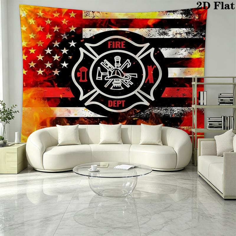 Firefighter Fire Rescue Wall Tapestry Aesthetic Wall Hanging Printed Fabric Blanket Decorative Tapestries for Bedroom Living Room Home Decor