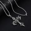 1 Piece Fashion Retro Flame Cross Pendant Necklace, Unisex Long Chain Punk Gothic Trendy Accessories