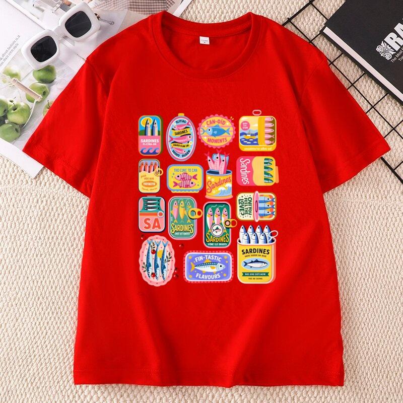 Sardines T Shirt Comfort Sardine Can TShirt Unisex Retro Tin Fish Food Tshirt Coastal Aesthetic Tee Unisex Clothing