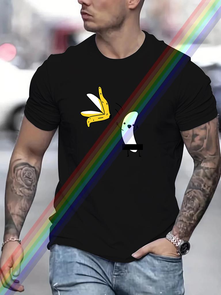 Lustiges Bananen-Print Baumwolle Oversized Herren Kurzarm Freizeit T-Shirt Damenbekleidung Oberteile Sommer T-Shirts Mode Streetwear