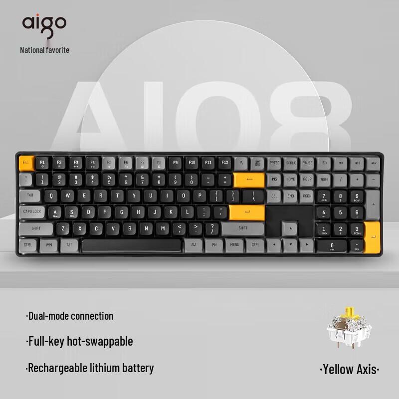 Aigo A108 Dual-Mode Hot-Swappable Mechanical Keyboard