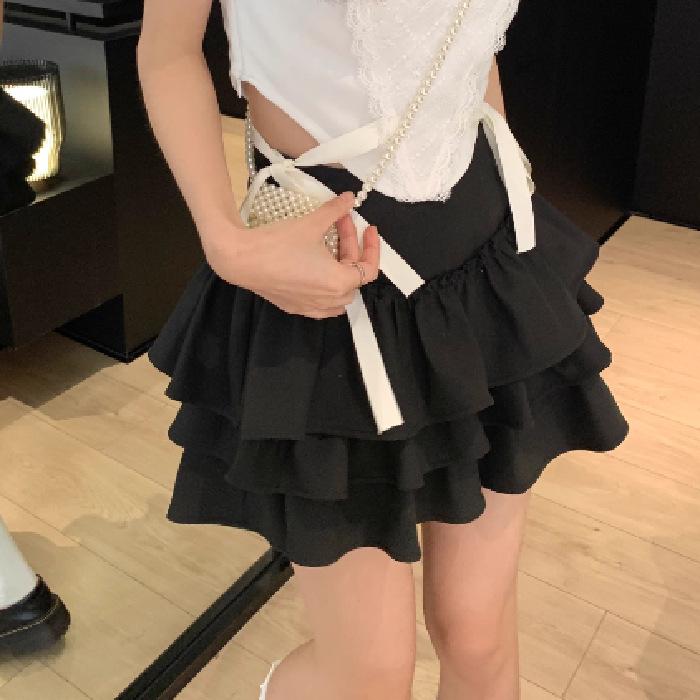 Корейский стиль: Набор для похудения: Рубашка с пышными рукавами и мини-юбка с кружевной оборкой 2026 M