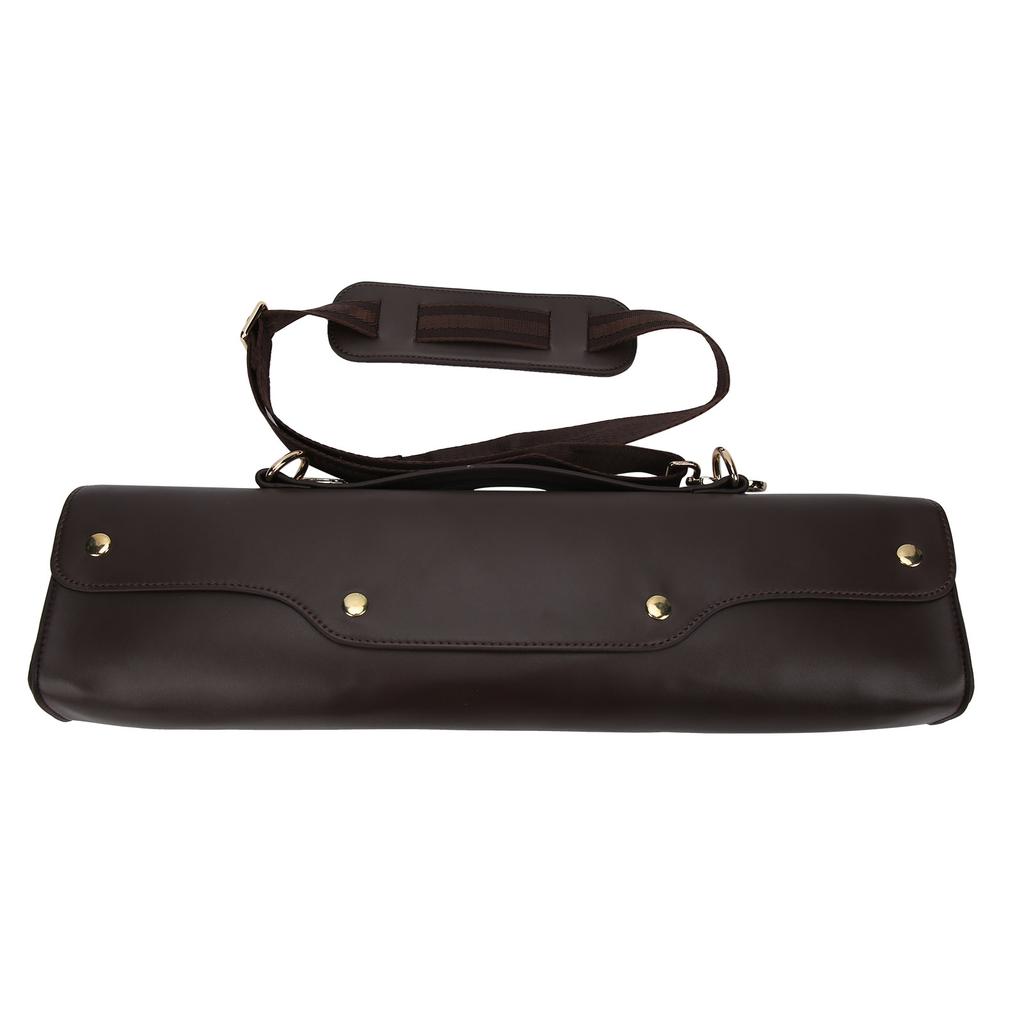 Flute Carrying Bag Hand Synthetic Leather Wind Instrument Storage Case with Shoulder StrapBrown