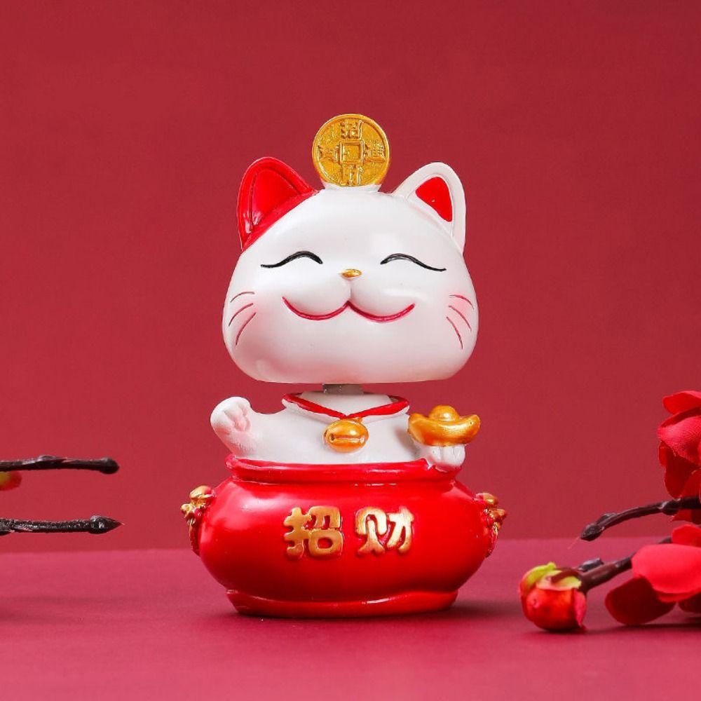 Shake Head Lucky Cat Car Decoration Waving Arm Car Fortune Cat Ornament  Home Decor