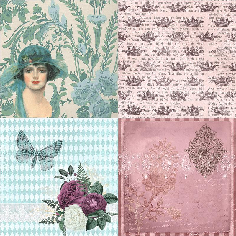 12 Sheets Double-Sided Decorative Paper for DIY Journal Stickers - Plant & Flower Patterns, Foldable