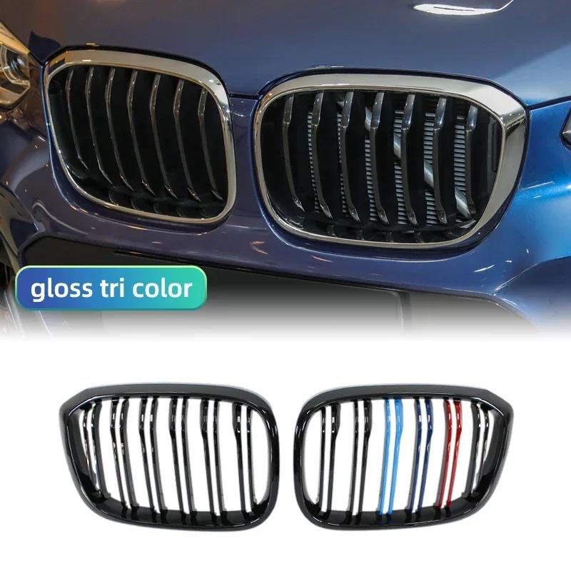 For BMW X3 X3M G01 X4 G02 2018- Front Bumper Grill Grille Gloss Black Single Slat Sport Style Car Replacement