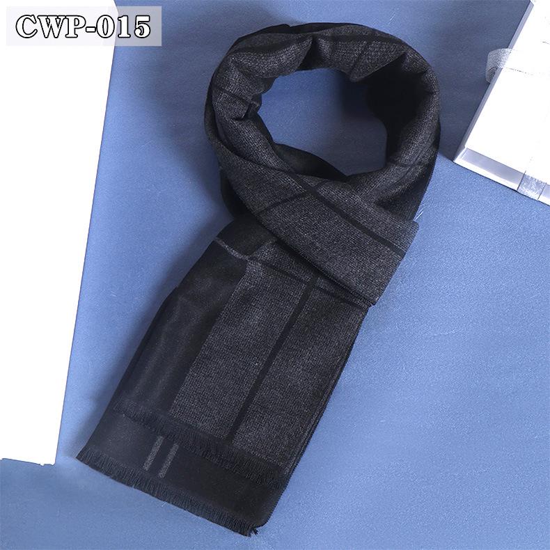 2025 Winter Men's Black Grey Plaid Imitation Cashmere Scarf