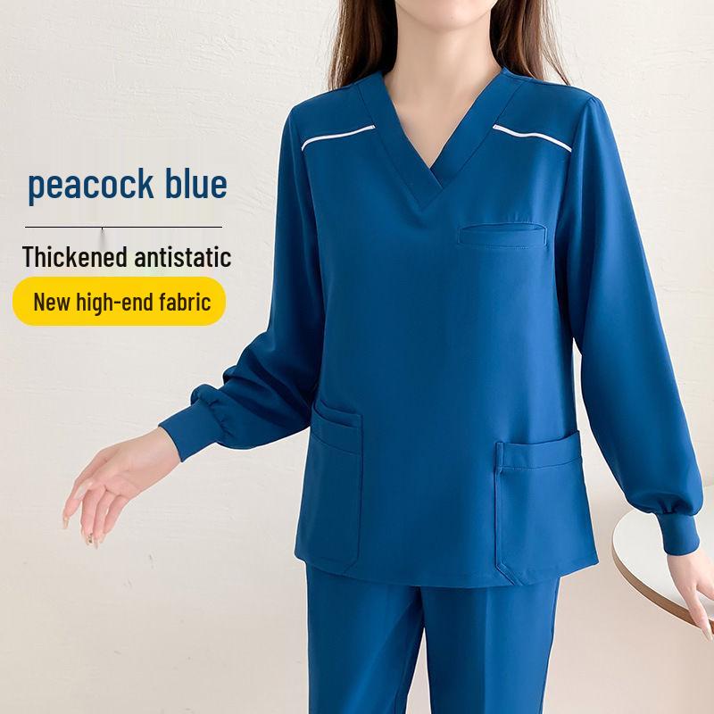 

Улучшенный антистатический костюм для скраба с длинным рукавом - Быстросохнущий, эластичный, медицинский халат для медсестер XXL
