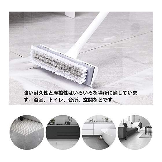CLEANHOME Deck Brush Cleaning Brush 2in1 Drainer Wiper Tile Brush 3 Tier Pole Adjustable Length 47cm-127cm Suitable for Balcony/Entrance/Floor/Garden