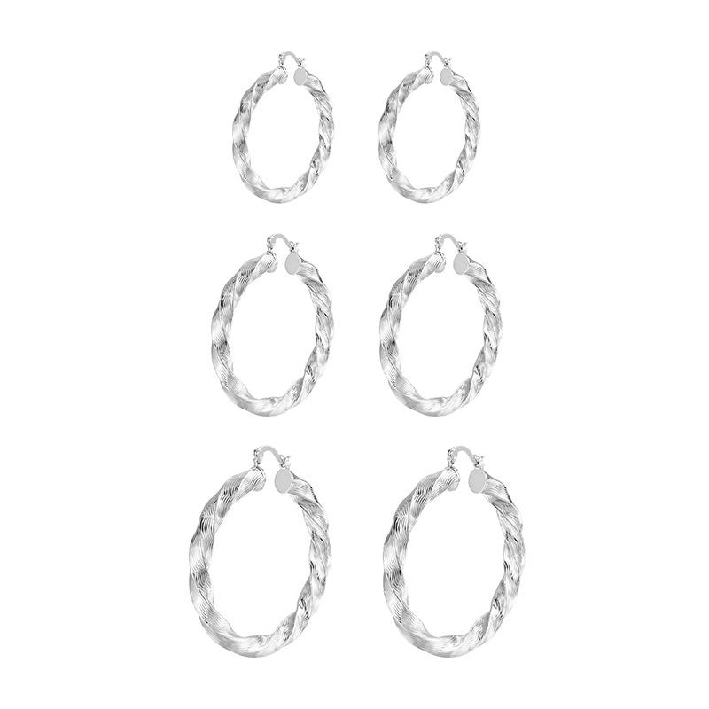 Gold and Silver Twisted Pattern Large Hoop Earrings - European Style Luxurious Fashion Accessories for Women