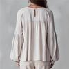 Vintage Women's Blouses Boho Casual Sweet Fungus Hem Puff Sleeve Pleated Loose Deep V-neck Long Sleeve Shirt Tops Women Clothing