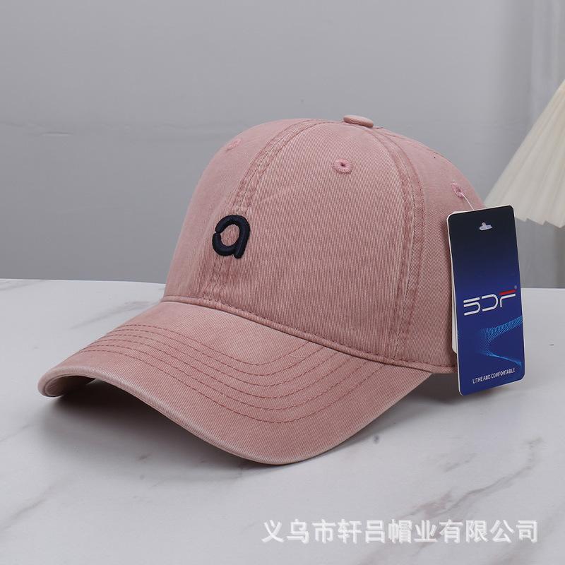 Solid color simple letter embroidery big head circumference baseball cap spring and summer new versatile face small sunshade cap