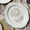 Exquisite Relief Flower Ceramic Plate Creative Irregular Dessert Fruit Plates Luxury Restaurant Salad Steak Plate Home Tableware
