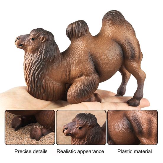 Simulation Camel Model Kneeling Two-humped Camel Figurine Realistic Miniature Animal Collectible Toy Desktop Decoration Ornament