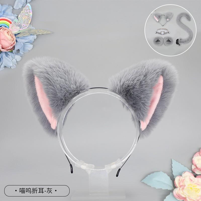 Bandeau Oreilles de Chat Lolita Peluche Fait Main Pince à Cheveux Renard Accessoire Animal Kawaii Femmes Filles