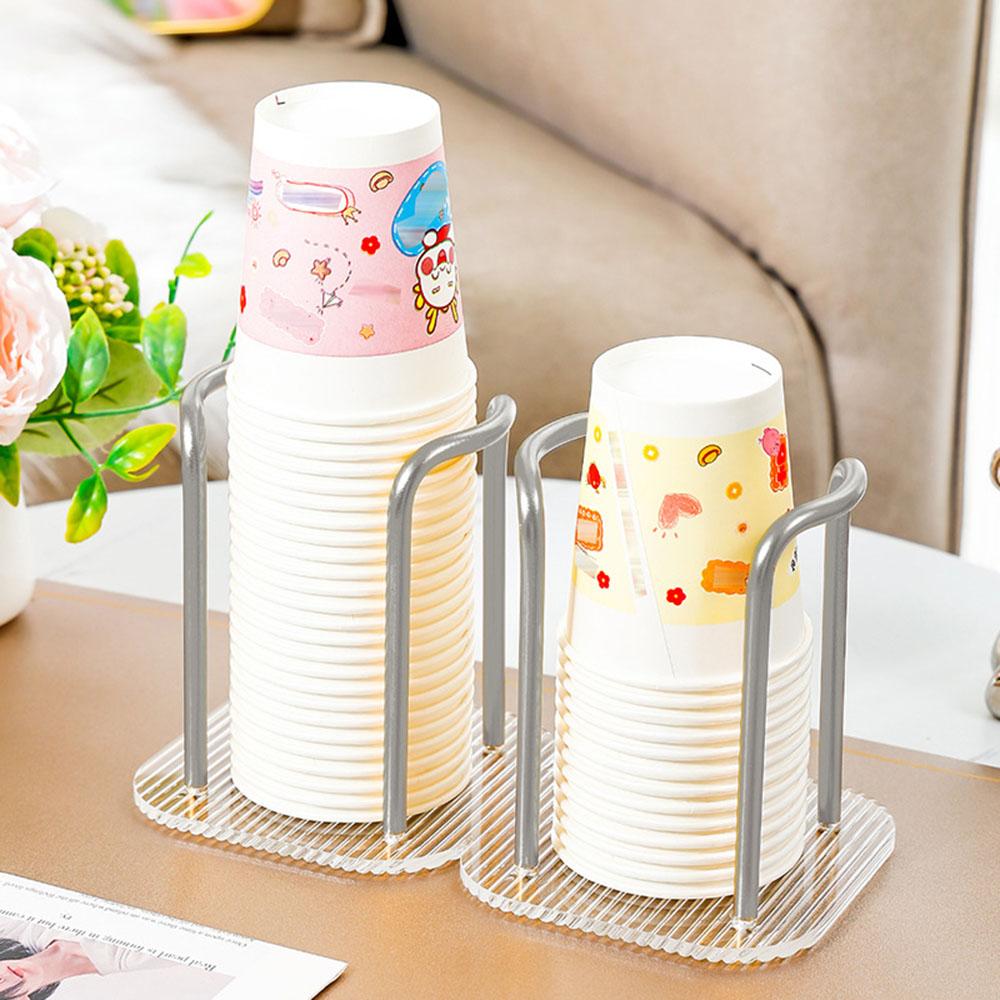 New Hollowed Out Hear Disposable Paper Cup Holder Water Cups Dispenser Stand Acrylic Cup Storage Display Rack Coffee Cup Holder