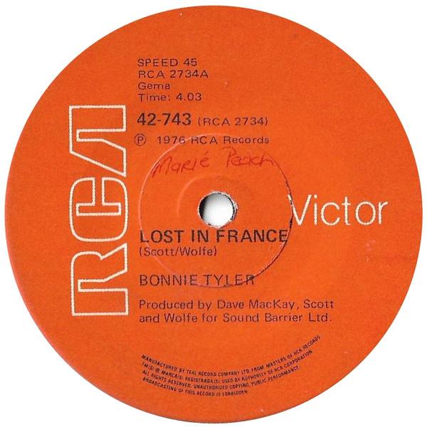 

7inch Record BONNIE TYLER Lost In France 42743 RCA Victor 1976 South Afri Rock Used