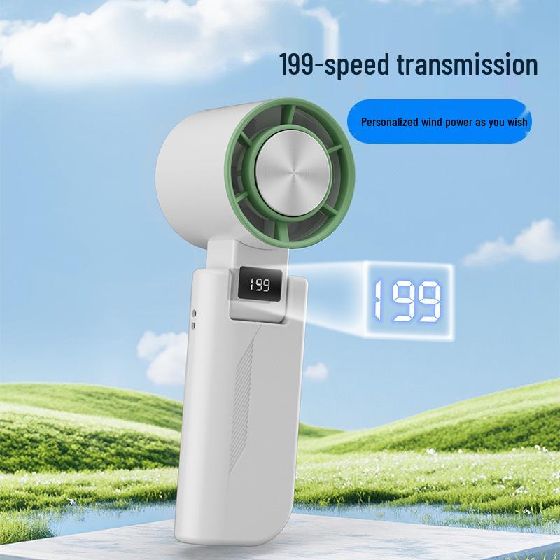 Portable USB Rechargeable High-Speed Handheld Fan with Digital Display and Foldable Design